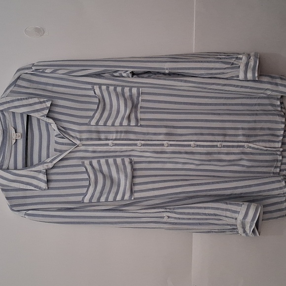 Cato Tops - 🔵Cato Striped Button-Down Shirt in Blue and White